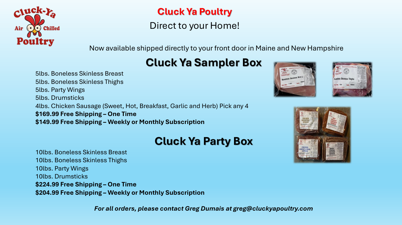 Cluck Ya Poultry order sheet with sampler and subscription pricing